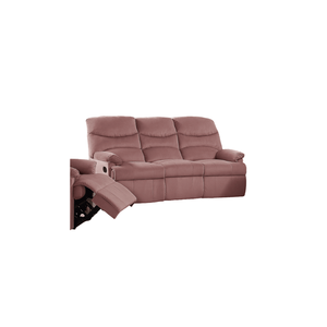 Sofá Reclinable Manual de 3 Plazas en Terciopelo Rosa Pálido de Lujo, con Reposabrazos Acolchados y Mecanismo de Movimiento, Mueble para Sala de Estar con 1 Sofá Individual - Product Image 3