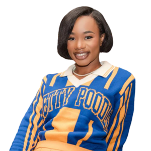 Sigma Gamma Rho Polo Sweater Women Blue Gold Knit Greek Letter Striped <b>Pullover</b> Premium Casual Stylish Top - Product Image 6
