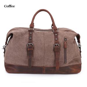 Bolsa de viaje de lona y cuero impermeable, estilo vintage, tipo duffel, equipaje de mano, bolso de fin de semana, bolsa de gimnasio, gran capacidad, Prime LCTB-0037 - Product Image 6