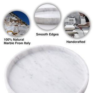 Marble Round <b>Vanity</b> White Decorative Serving Tray for Bathroom Counter Kitchen Nightstand Dresser <b>Table</b> Accent Decor - Product Image 5
