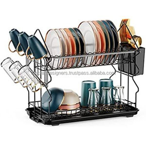 Support d'égouttage en métal solide et spacieux pour les grandes cuisines offrant la capacité de contenir facilement plusieurs assiettes et ustensiles de cuisine - Product Image 6