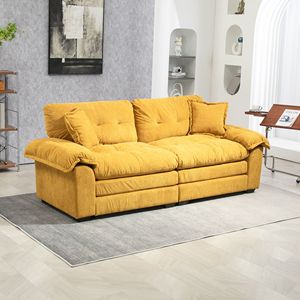 84\" Chenille Deep Seat Recliner Sofa with Memory Foam <b>Small</b> Loveseat and 2 Throw <b>Pillows</b> for Living Room Apartment - Product Image 1