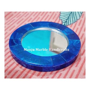 Gran fabricante indio de espejos redondos pulidos a mano de malaquita de color verde puro para mujeres, para uso cosmético y como regalo de boda. - Product Image 4