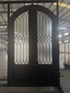 Portes d'entrée de sécurité en fer forgé haut de gamme, design néoclassique cintrée, anti-effraction, porte principale extérieure - Product Image 4