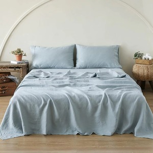 Parure de draps en lin de luxe, best-seller, drap-housse 100 % pur lin avec taie d'oreiller - Product Image 5