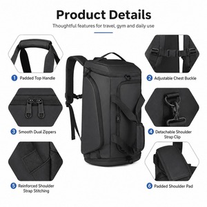 Bolsa de Viaje Splendid Apparel Unisex Oxford de Nailon, 36-55L, Gran Capacidad, Cierre de Cremallera Impermeable, Asa Suave, Color Negro - Product Image 4