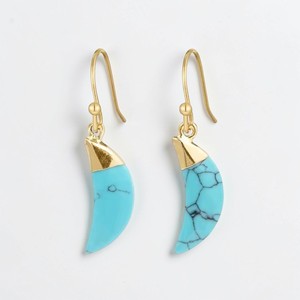 <b>Turquoise</b> Crescent Drop <b>Earrings</b> Sterling Silver Gold Plated Handmade Faceted Moissanite Gemstone Dangle Ethnic Certified - Product Image 1