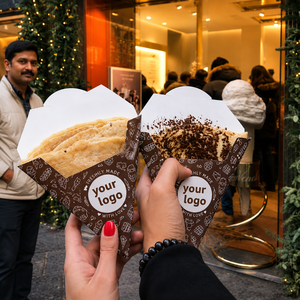 Custom logo Eco-Friendly Biodegradable Disposable Size Street Snack Treats Dessert Food Takeaway Waffle <b>Box</b> Bubble Holder Paper - Product Image 6