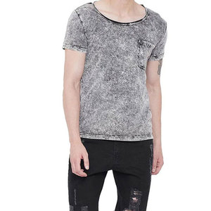 T-shirt délavé à l'acide pour hommes, nouvelle collection, élégant, personnalisable, 100 % coton, manches courtes, style vintage - Product Image 5