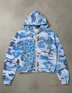 Sweat à capuche zippé unisexe pour jeunes, style décontracté, avec broderies et patchs, en molleton 100% coton écologique, couleurs camouflage personnalisées, coupe classique, hiver - Product Image 5