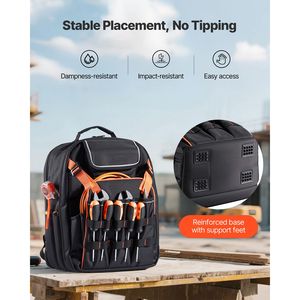 Heavy Duty 45-Pocket <b>Tool</b> <b>Backpack</b> with Laptop Compartment Reinforced Fabric Base Work <b>Bags</b> Organizer - Product Image 5