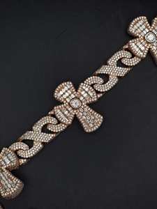 Gold Plated <b>Cross</b> Cuban Link <b>Chain</b> Necklace 925 Silver Moissanite Diamond Hip Hop Religious Jewelry Party Wear - Product Image 3