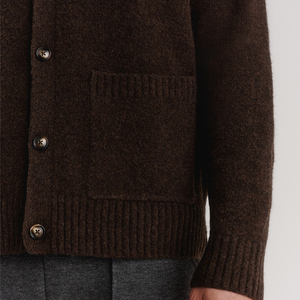 Men's Brown V-neck <b>Cardigan</b> Full Sleeve Solid Color Button Closure <b>Thick</b> Wool Knit Autumn Wear Regular Fit - Product Image 6