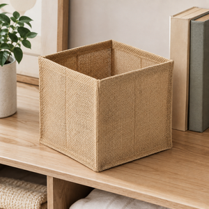 Panier de rangement pliable en jute 15x15x15 cm, en jute naturelle PP, ouverture supérieure, organisateur domestique, logo personnalisé, vente en gros, couleurs personnalisées, commandes en gros - Product Image 6