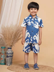 Meilleur prix pour ensemble de vêtements en coton de qualité supérieure pour garçons chemise décontractée à manches courtes bleu et blanc pour enfants de 1 à 12 ans - Product Image 6