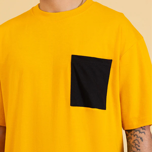 T-shirt unisexe premium en coton épais tricoté avec poche, coupe oversize, style streetwear, pour t-shirt à une poche - Product Image 2