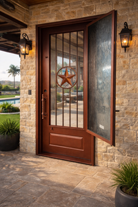 Puerta de Entrada de Hierro Forjado con Motivo de Estrella Arquitectónica 2026, Puerta Frontal de Seguridad Decorativa de Lujo Personalizada para Exteriores de Villas - Product Image 2