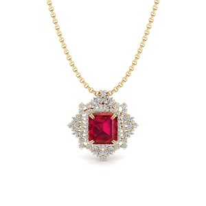 Pendentif REYES en rubis véritable taille émeraude 17,12 carats, bijoux en argent 925 et moissanite, prix de gros usine, joaillerie fine - Product Image 2