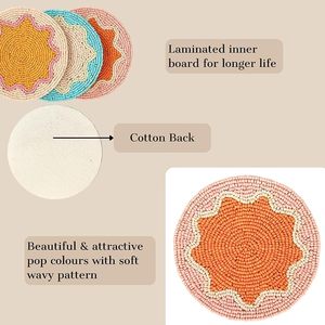 Posavasos de Cuentas Hechos a Mano Únicos para Mesas de Comedor y de Café, Bordados Decorativos para Tazas, Jarras y Vasos - Product Image 2