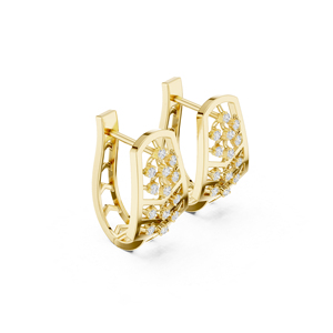 14K Yellow Gold Round Lab-Grown Diamond Earrings for Women Bridal Wear Earring New Grown Diamond - Product Image 2