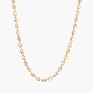 Women's East-West Bezel Luxury Tennis <b>Necklace</b> with 7 CTW Marquise Cut Lab-Grown Diamonds in White Gold - Product Image 1