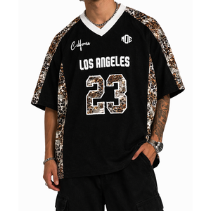Maillot de football américain personnalisé en maille premium, col en V, style streetwear, avec numéro brodé, uniforme d'équipe, OEM, marque privée personnalisée - Product Image 1