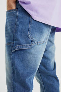 Jeans de Carpintero de Alta Calidad, Estilo Vintage Azul, Corte Holgado, Elásticos, para Hombres Altos, Servicio OEM - Product Image 6