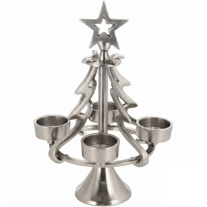 Wholesale Metal <b>Christmas</b> <b>Tree</b> Candle Holder with Star Top 4 Tealight Advent Candle Stand For Home <b>Table</b> Centerpiece Decoration - Product Image 1