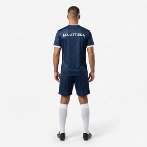 Ensemble d'uniformes de football bleu marine personnalisés, maillot de football à manches courtes et short, vêtements de sport d'équipe - Product Image 4