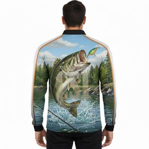 Maillots de pêche personnalisés à manches longues, confortables, respirants, grande taille, séchage rapide, protection - Product Image 4