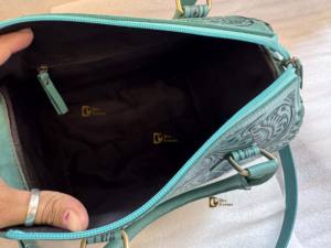 Bolso de Mano de Cuero Tallado a Mano 2026, Estilo Bohemio Gitano, Hecho a Mano, Color Azul, Elegante, Multiusos - Product Image 6