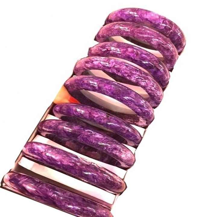 内径55-60mmナチュラルチャロイトバングル100% 本物のナチュラルチャ  