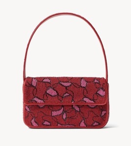 Bolso de Mano Rojo Ecológico con Bordado y Cuentas, Cierre de Botón, Correa Única, Elegante, de Lujo, para Fiestas, Bodas, para Mujer - Product Image 1