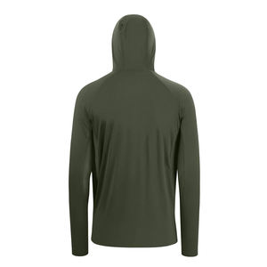 <b>Men's</b> Winter Olive Green Hooded Long Sleeve Fishing Hoodie with Integrated <b>Face</b> <b>Mask</b> Raglan Sleeves Waterproof Fleece - Product Image 2