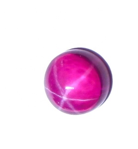 Rubí Estrella Transparente Redondo de 8x8 mm, 3 Quilates, Creado en Laboratorio, Cabujón Pulido con Efecto de Estrella de 6 Puntas para Joyería - Product Image 1