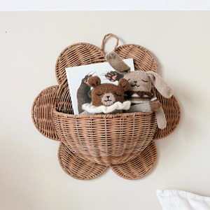 Rattan apple shaped <b>wall</b>-hanging <b>basket</b> for toddler room bedroom decor handmade fruit-shape <b>wall</b> <b>storage</b> <b>baskets</b> - Product Image 2