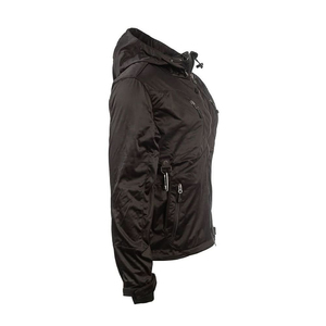 Men's Black Hooded Windproof Winter Jacket Full Sleeve Zipper Front Sporty Style Solid Color Polyester Outdoor Apparel - Product Image 2