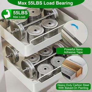 2 Pezzi Scaffale Scorrevole Estraibile in Acciaio al Carbonio per Spezie, Organizzatori per Armadietti con Pellicola Adesiva Nano Fissata - Product Image 6