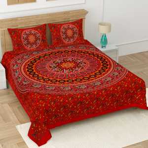 Colorful Block Print Sheets Cotton <b>Double</b> Bedsheet Set Eco-friendly 3 Pcs Set Home Decor Classic Handmade Cotton Printed Sheets - Product Image 1