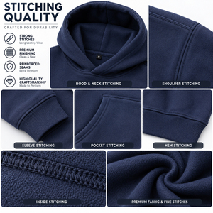 <b>Women's</b> Solid Navy <b>Blue</b> <b>Hoodie</b> Pullover Sweatshirt Drop Shoulder Long Sleeve Casual Top - Product Image 6