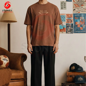 T-shirt en coton surdimensionné vert menthe pour homme, avec impression de logo sur le devant, haute qualité - Product Image 1