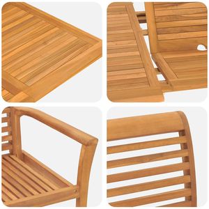 Ensemble de salle à manger de jardin en teck massif brun 5 pièces - Product Image 4