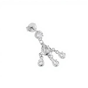 Boucles d'oreilles pendantes en or massif 14 carats avec diamants de laboratoire taille poire, délicates, style chandelier, pour mariée, mariage, cadeau pour elle - Product Image 1