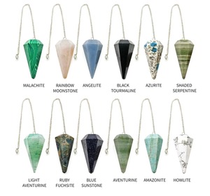 Péndulos de piedras preciosas de calidad premium, cristal natural pulido, cadena de plata, herramientas energéticas para Reiki, sanación, radiestesia y meditación. - Product Image 3