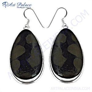 ศิลปะวังต่างหูห้อยโอนิกซ์ชุบเงินฝังหนามเตยเครื่องประดับคลาสสิกของผู้หญิง - Product Image 2