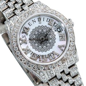นาฬิกาเพชร Splendid Gem Jewelry ตัวเรือน 28 มม. หน้าปัดคริสตัลแซฟไฟร์ ประดับโมอิสซาไนต์ กลไกควอตซ์ ETA สายสแตนเลส กันน้ำ 10 เมตร - Product Image 3