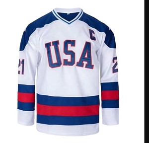 Conjuntos de Camisetas de Hockey sobre Hielo para Hombre, Cuello en V, Manga Larga, Poliéster que Absorbe la Humedad, Nombre del Equipo Impreso por Sublimación, Correa Ajustable - Product Image 1