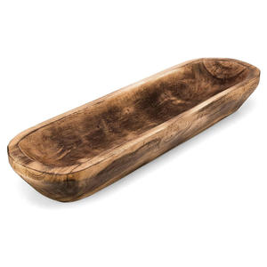 Cuenco de masa de madera natural para decoración, cuenco de masa de madera tallado a mano largo, Centro decorativo rústico, cuencos Organizadores de mesa y cocina - Product Image 1