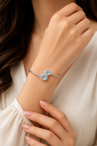 Brazalete de Aguamarina y Diamantes en Plata de Ley 92.5 KLSB-20686 - Product Image 6