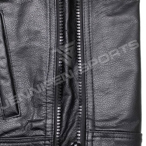 Veste sans manches en cuir véritable pour moto, col montant, printemps et automne, unisexe, taille plus, en cuir de vache - Product Image 3